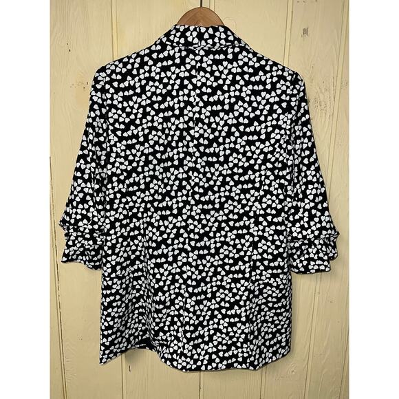 Premise Blazer Jacket Womens Large 12 Heart Print Ruched Elbow Valentine's Day - Picture 5 of 9